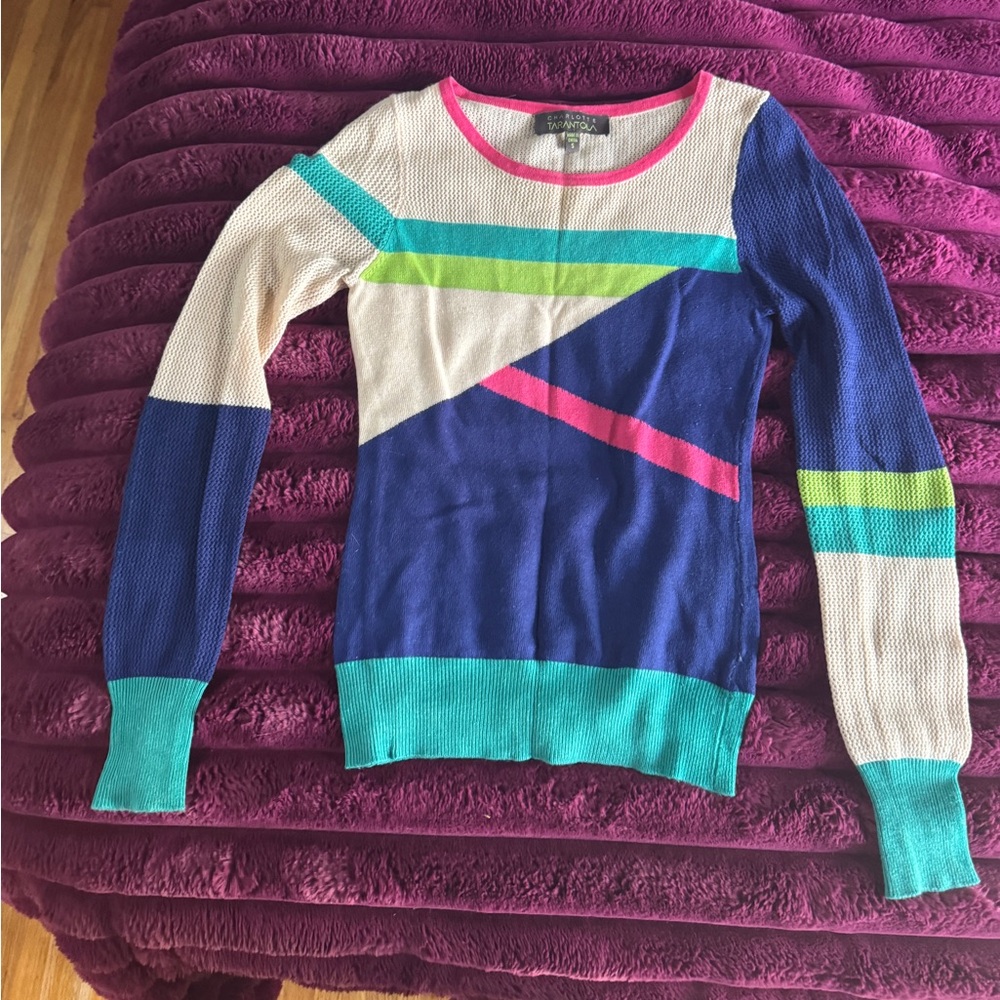 Vintage Geometrical Sweater Thin Vibrant 70’s Mod Charlotte Tarantola